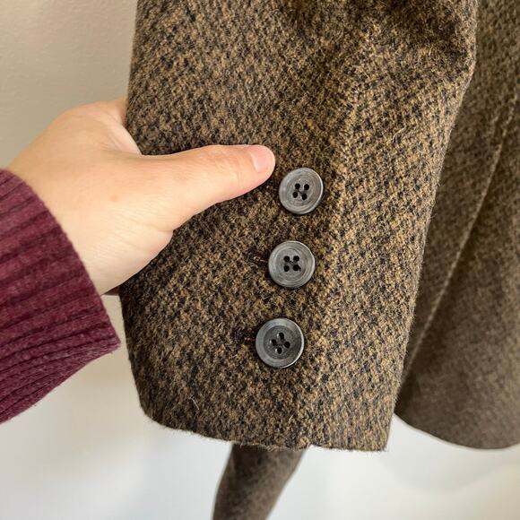 Peruvian Connection Baby Alpaca Wool Long Brown Blazer Coat Size 6 - Picture 4 of 10